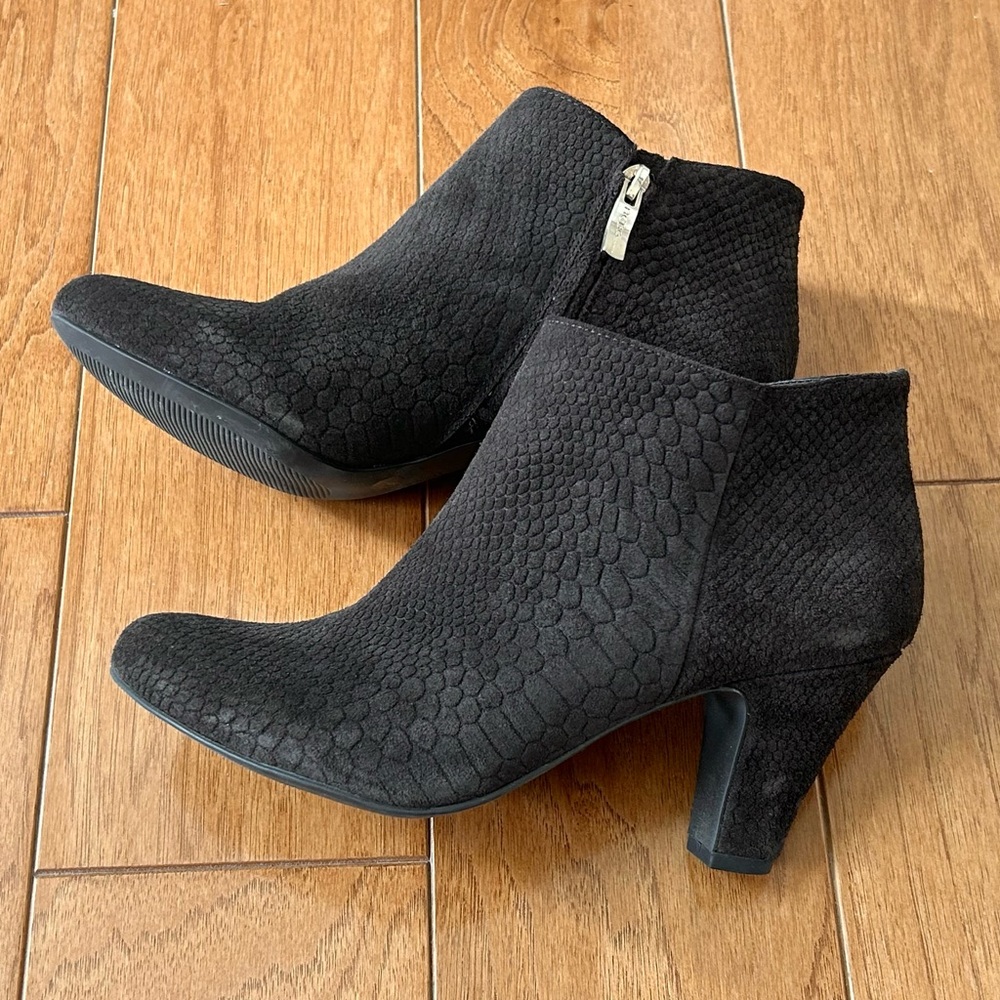 BCBGeneration Snake Skin Print Suede Booties